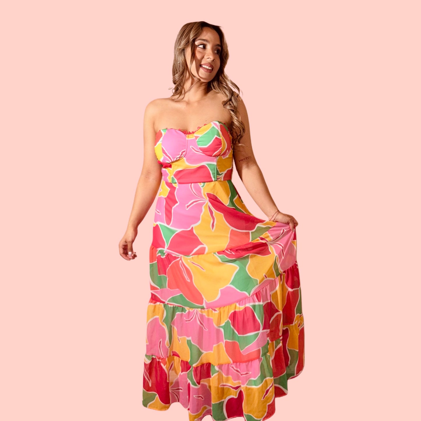 Garden Muse Strapless Maxi Dress