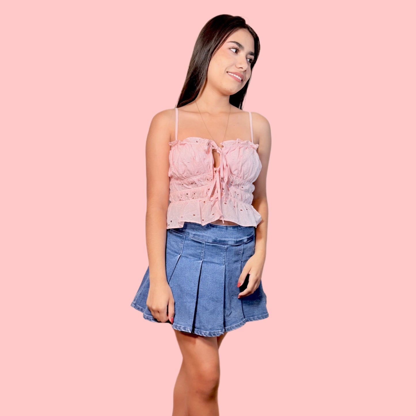 Blush Bloom Eyelet Top
