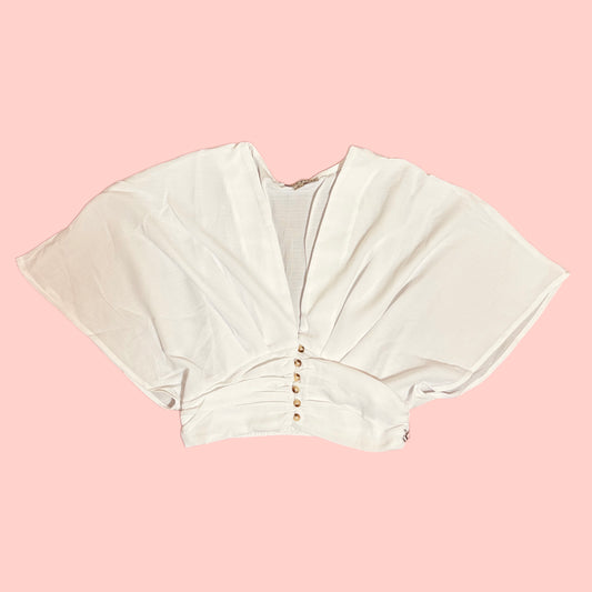 Linen Crop Top with Pleated Back