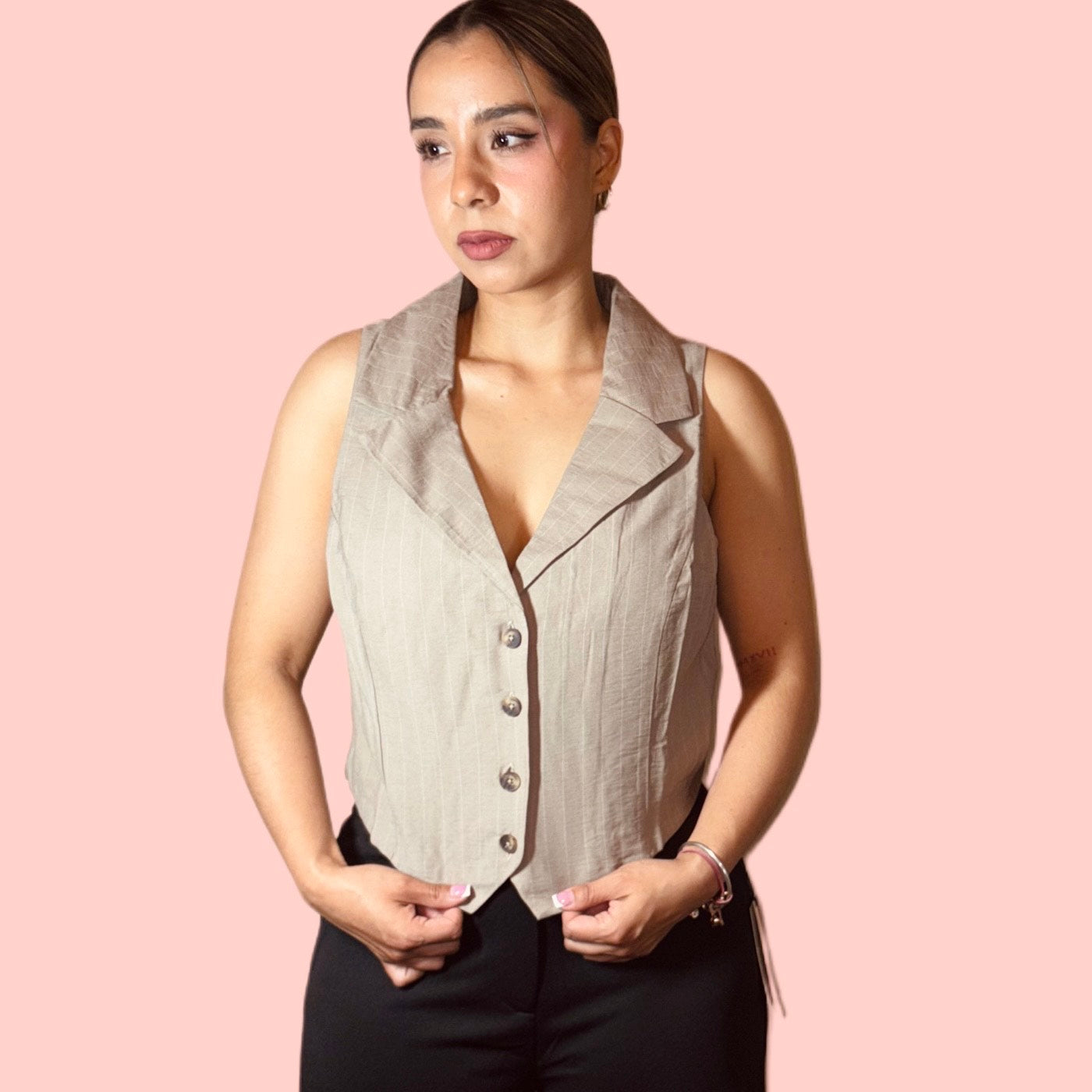 V-Neck Buttoned Vest