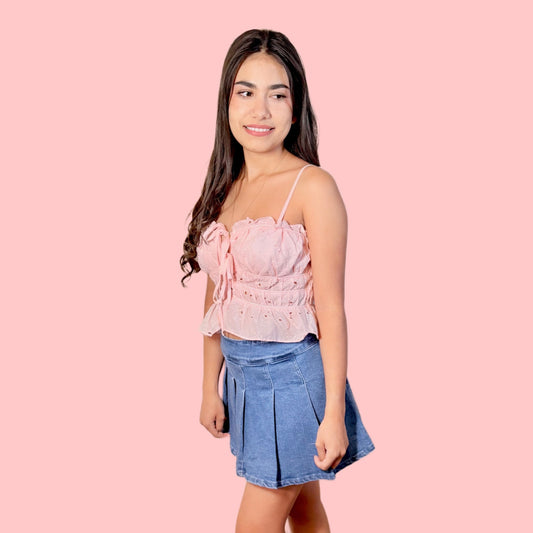 Blush Bloom Eyelet Top