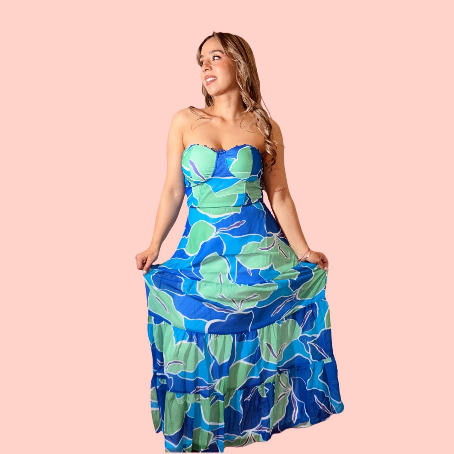 Garden Muse Strapless Maxi Dress