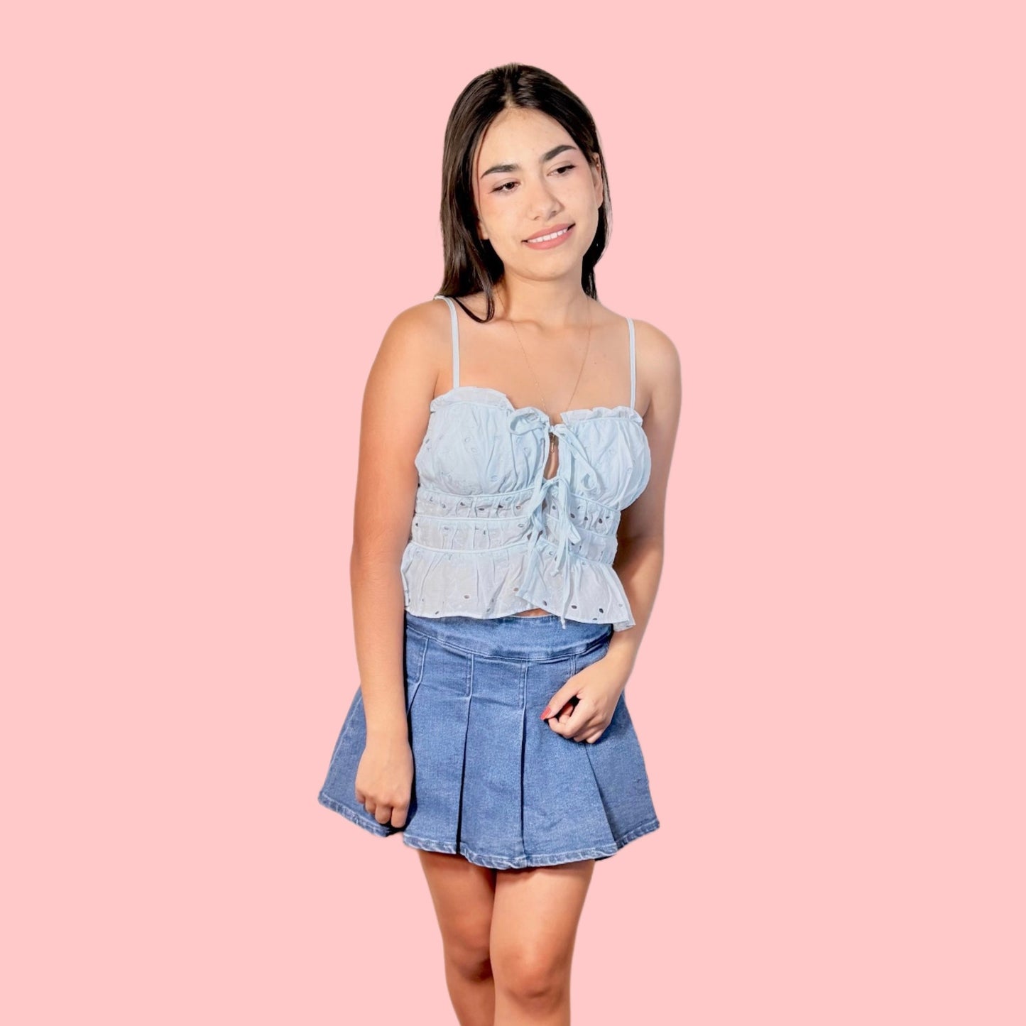 Sky Babe Eyelet Top