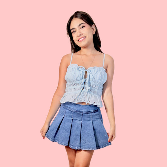 Sky Babe Eyelet Top