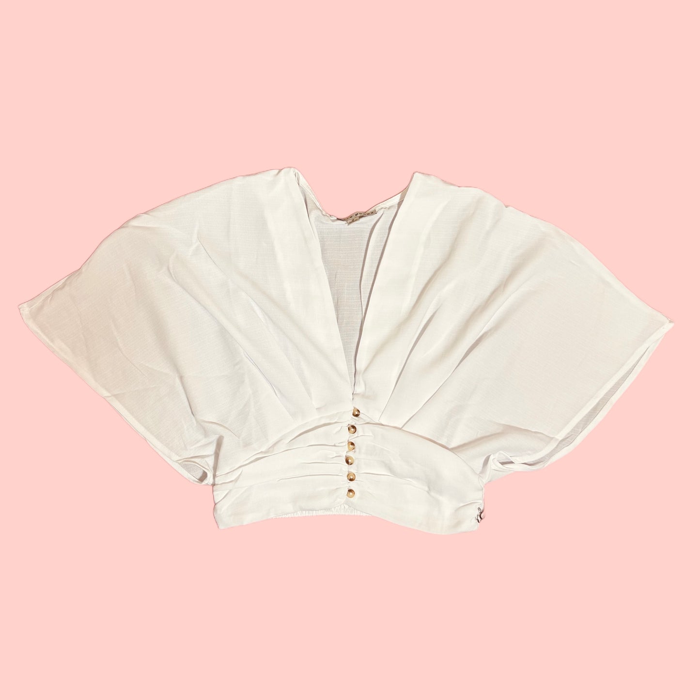 Linen Crop Top with Pleated Back